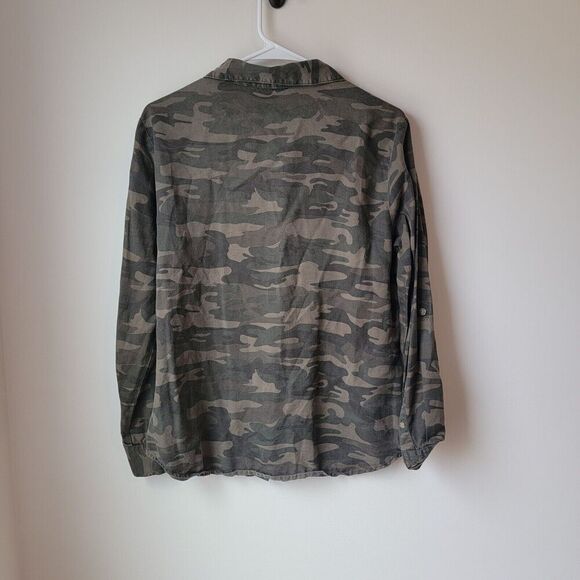 Social Standard By Sanctuary Size XS Camo Button Up Lyocell Military Style Top - Picture 3 of 6